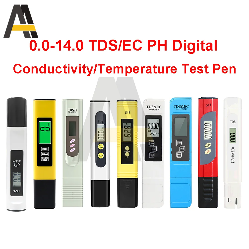 0,0-14,0 TDS/ЕО на Измерване на PH Цифров Тестер Вода PH 0-9990ppm TDS & EC LCD дисплей Чистотата на водата PPM Филтър Проводимост/Тест на Температурата Дръжка Изображение 0