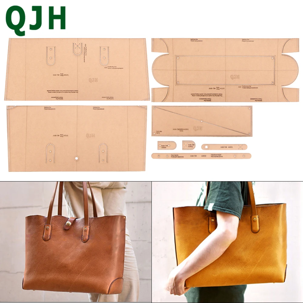 1 Комплект класически винтажной чанти-тоут с шарките, акрил модел, изделия от кожа ръчно изработени, ръчно чанта от крафт-хартия с цифри Изображение 0