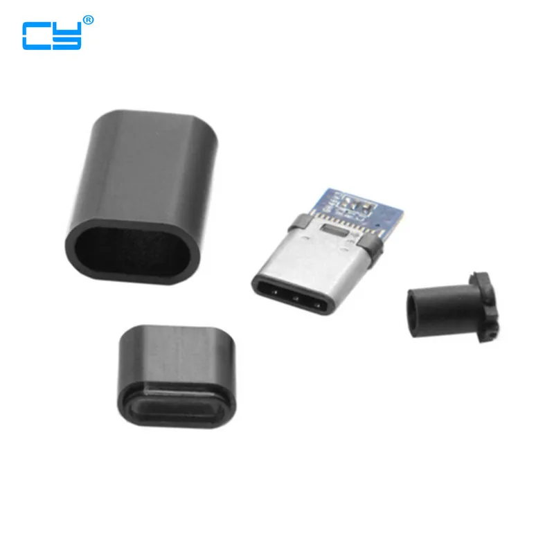 10 комплекта САМ 24pin USB 3.1 Type C USB-C штекерный конектор SMT тип с черна капак на корпуса Изображение 0