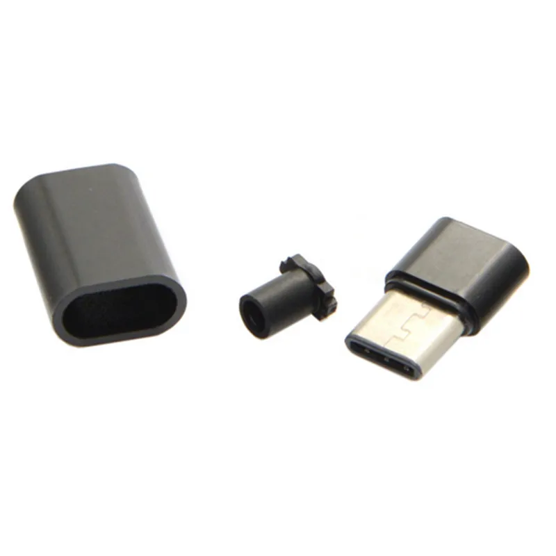 10 комплекта САМ 24pin USB 3.1 Type C USB-C штекерный конектор SMT тип с черна капак на корпуса Изображение 2