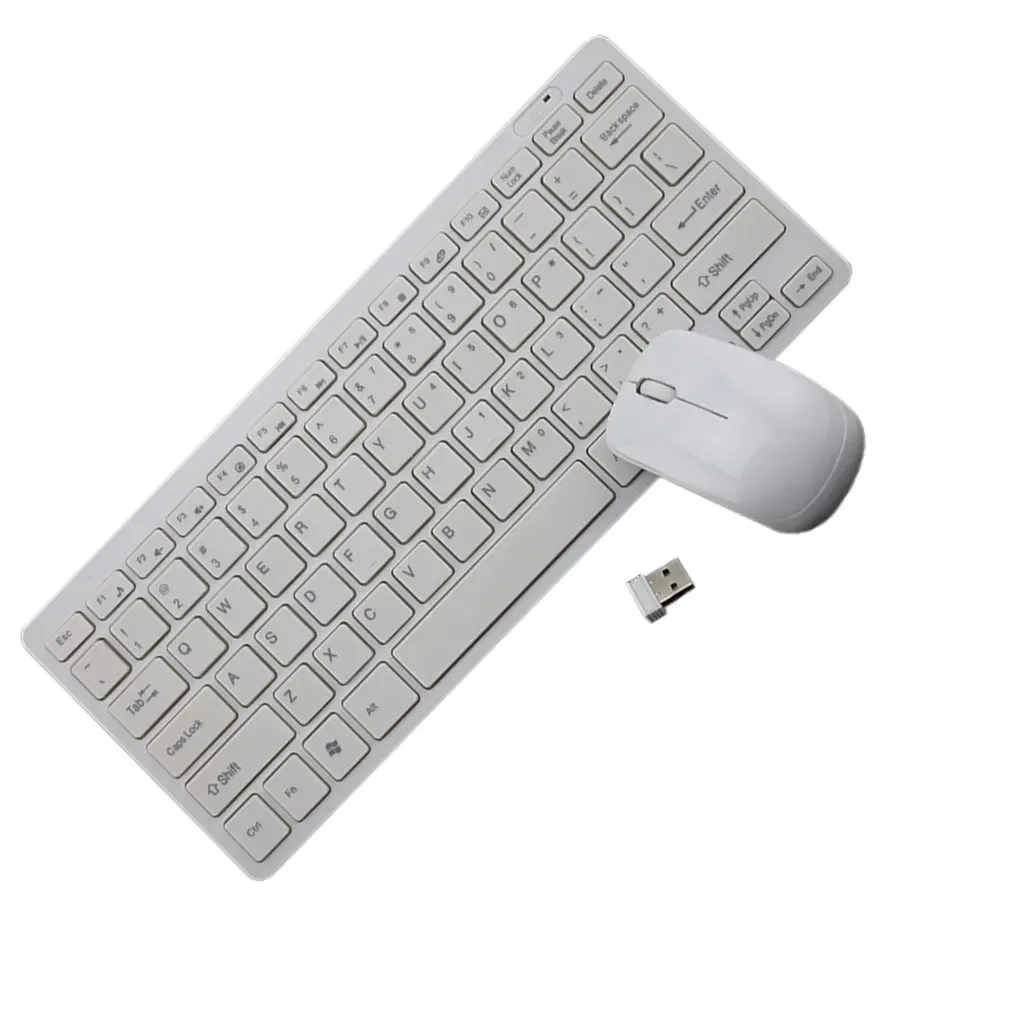 2 4G Мини Ергономична безжична USB клавиатура мишка Комплект за офис развлечения аксесоари за преносими компютри Изображение 0