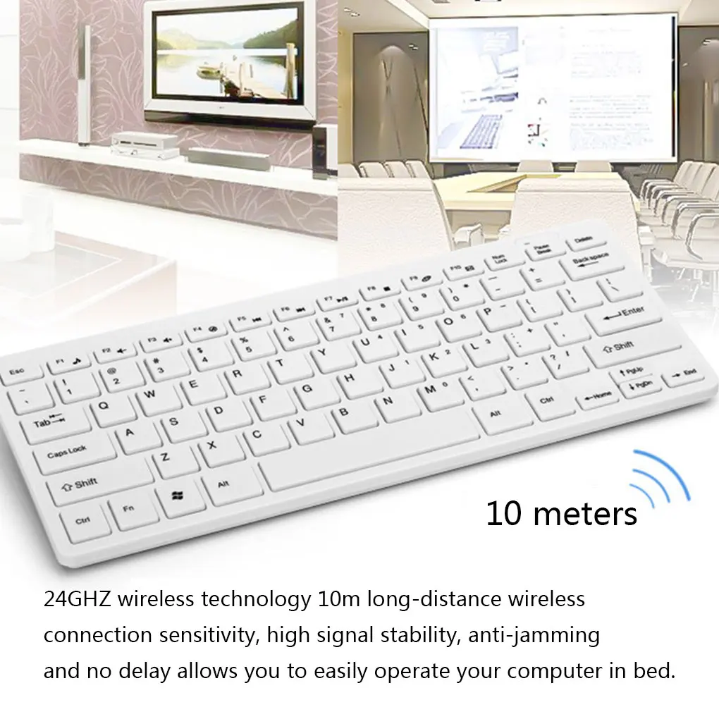 2 4G Мини Ергономична безжична USB клавиатура мишка Комплект за офис развлечения аксесоари за преносими компютри Изображение 5