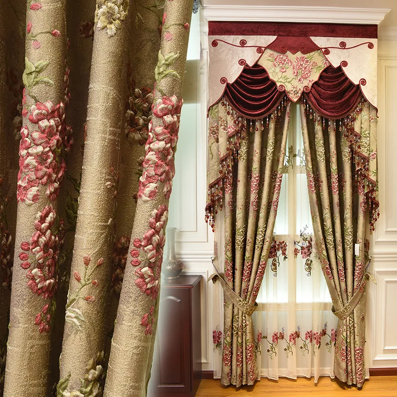 3 цвята топ Европейски луксозни класически 3D жакард плътни завеси за хол благородна Вуалевая Завеса за спални хотела Изображение 5