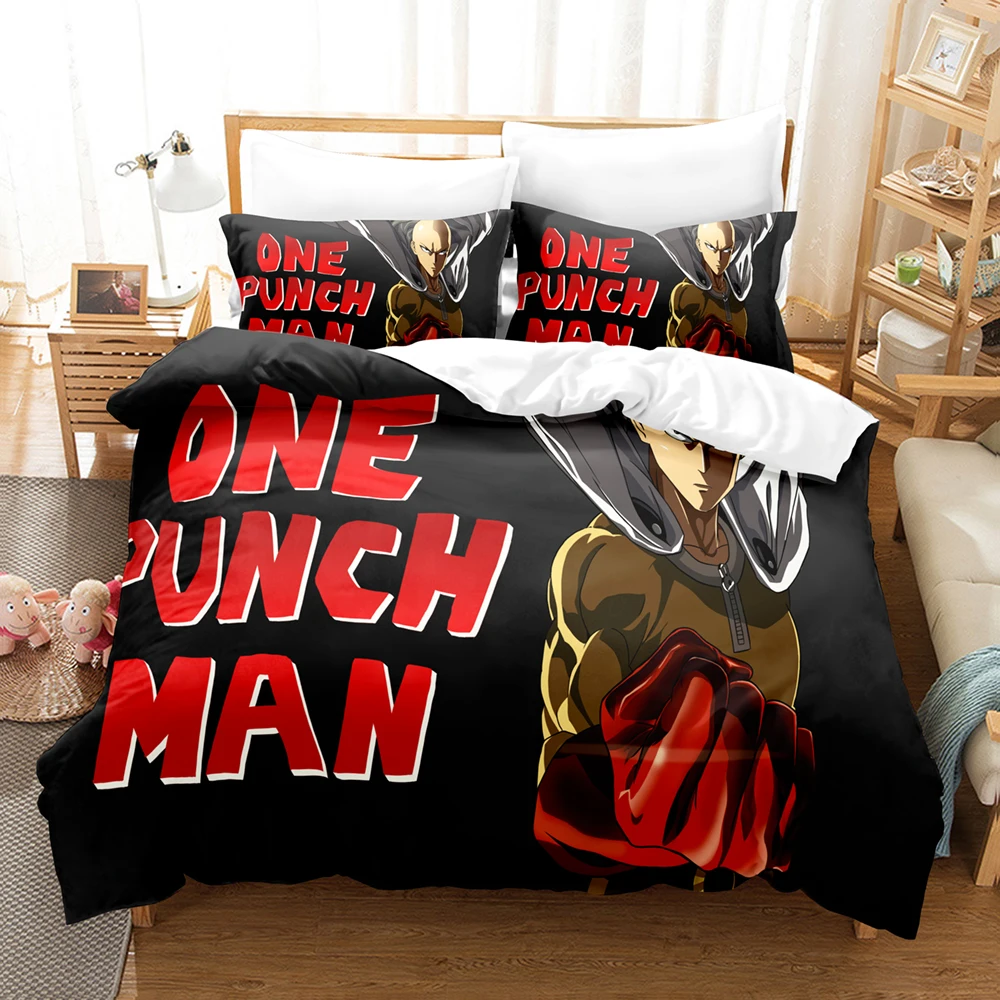 3D Аниме одеяло One Punch Man Комплекти спално бельо Калъфка Комплект спално бельо за деца, Подарък за момичета Комплект спално бельо Двоен full Queen King Size Изображение 1
