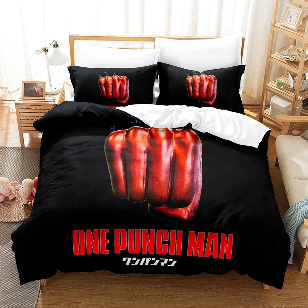 3D Аниме одеяло One Punch Man Комплекти спално бельо Калъфка Комплект спално бельо за деца, Подарък за момичета Комплект спално бельо Двоен full Queen King Size Изображение 2