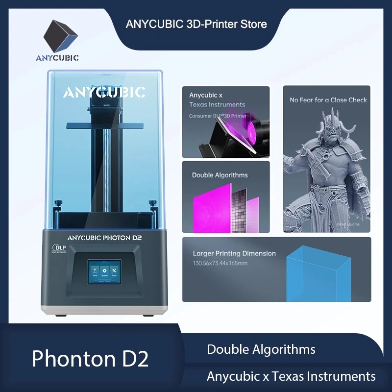 ANYCUBIC Photon D2 Увеличен размер на печат 130,56x73,44x165 мм Лазерен Anycubic DLP 3D Принтер Photon D2 Изображение 3