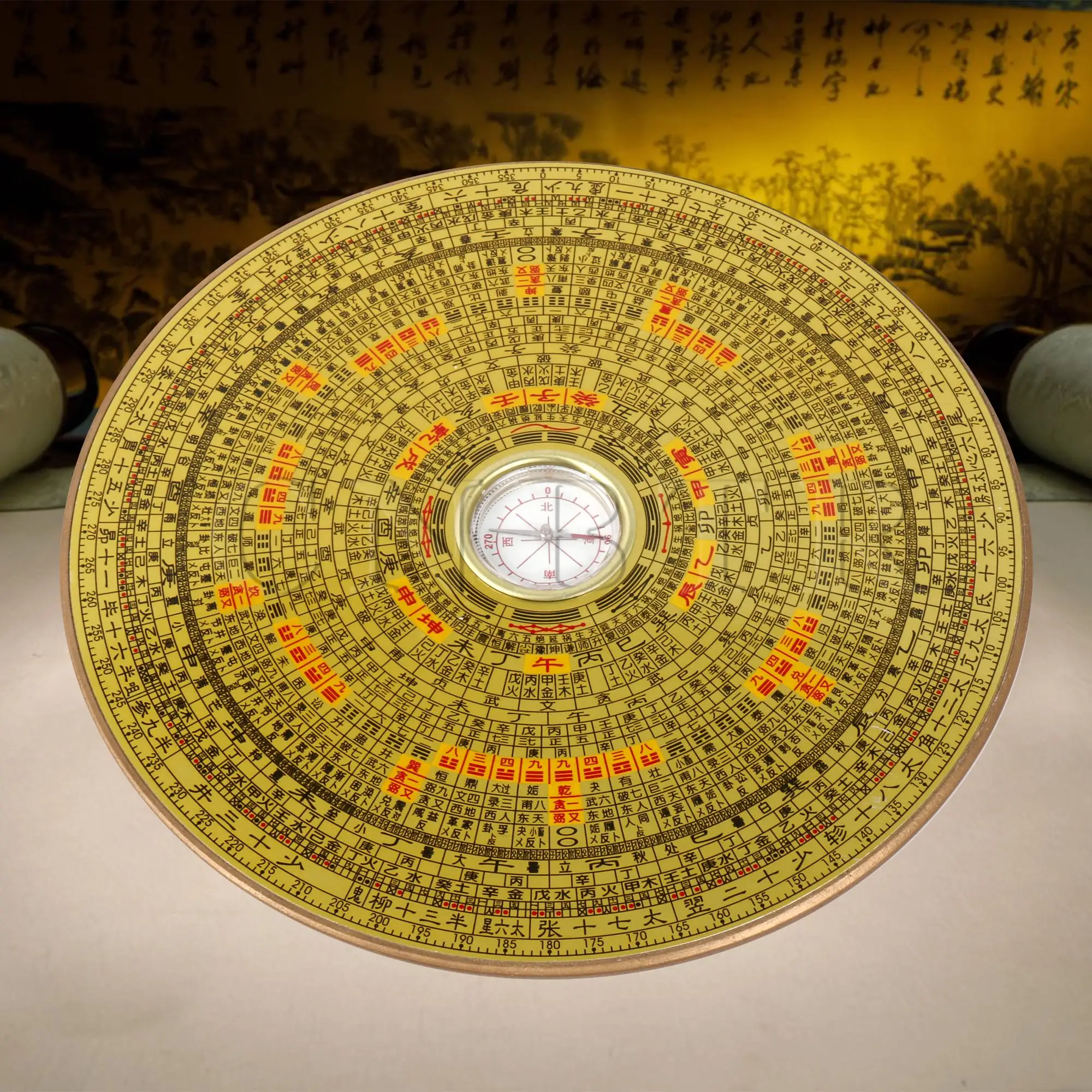 CNBTR Златен китайски компас Фън Шуй Луо Пан за лов на съкровища инструмент 7,28 инча Изображение 2