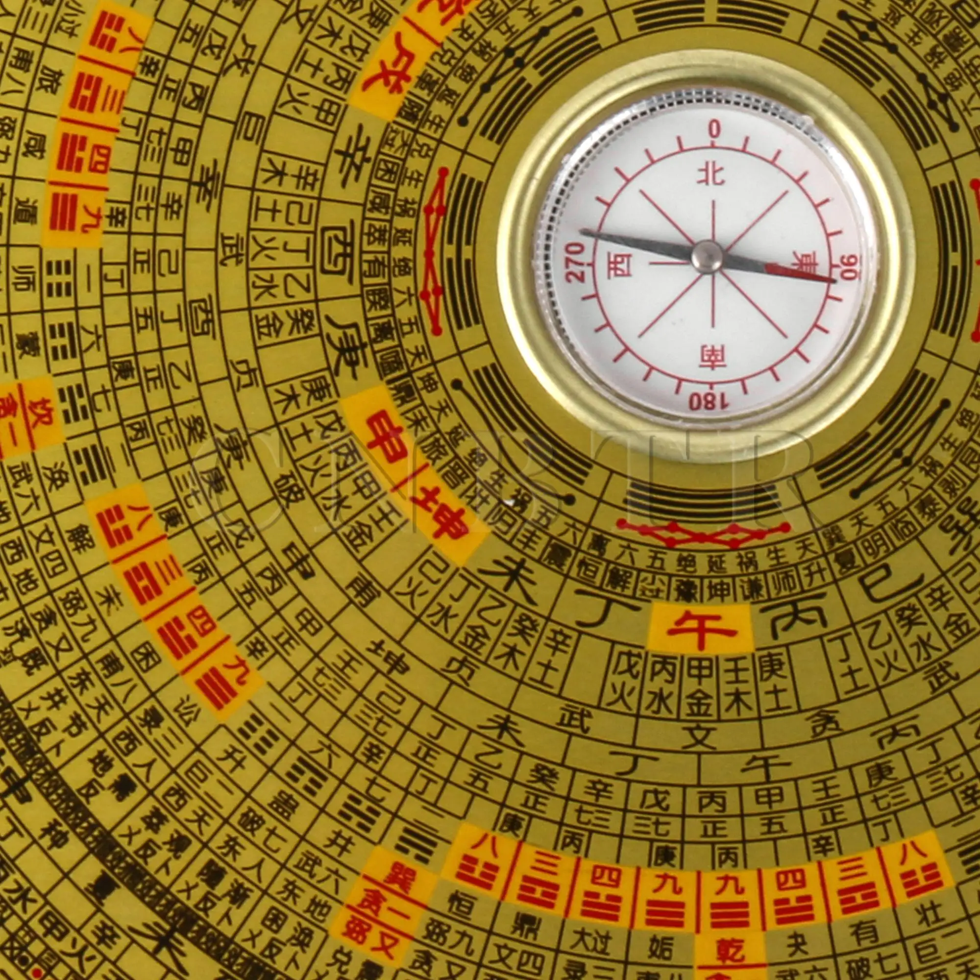 CNBTR Златен китайски компас Фън Шуй Луо Пан за лов на съкровища инструмент 7,28 инча Изображение 3