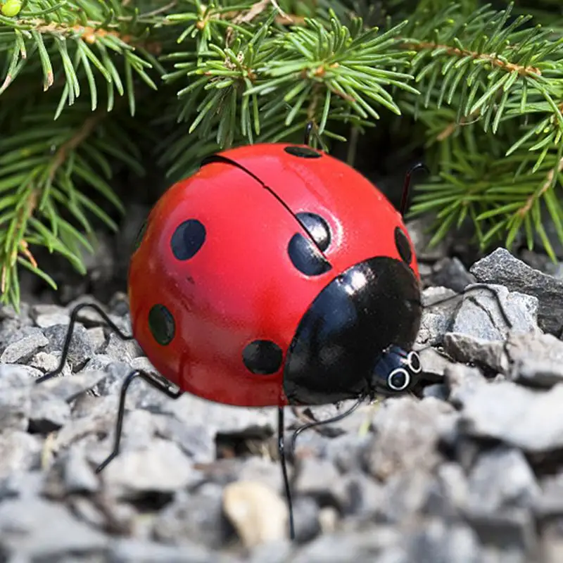 Ladybugs Декорация на Метални Ladybugs Градина Стенен Арт Декор на 3D Обемни Сладки ladybugs Стенни Скулптура Селски Фигурки За Двор На Открито Изображение 2