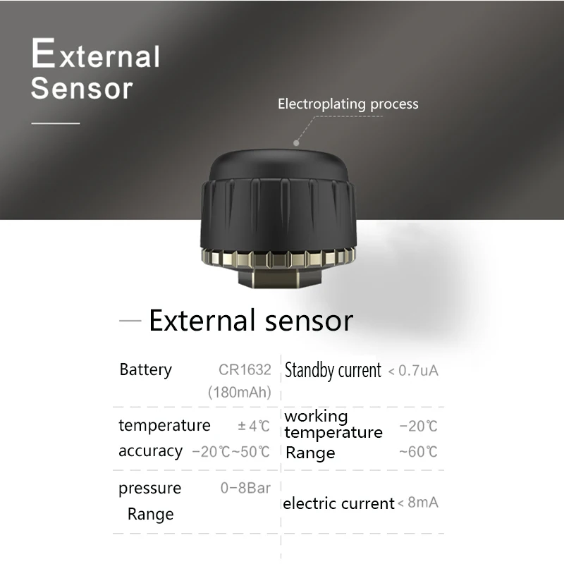 USB Android ГУМИТЕ, Система за контрол на налягането в гумите системата за Безжично предаване на 8 бар 116 psi Аларма 5 За вътрешна външна Изображение 4