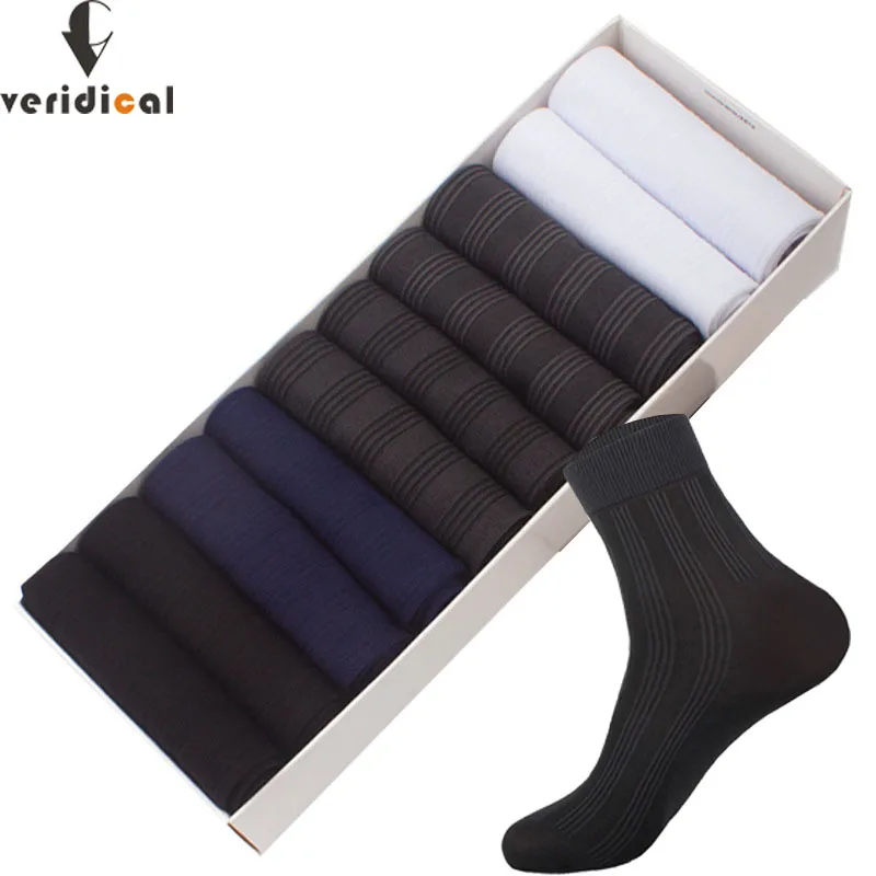 VERIDICAL, 10 чифта Мъжки Копринени Чорапи, Устойчиви На спукване на Чорапи Дишащи, Бизнес-Тънки Стръмни Найлонови Мъжки Чорапи Ластични Чорапи Изображение 0