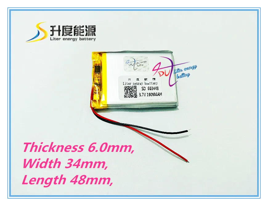 Акумулаторна батерия за таблет 603448 3,7 1000 ма полимерно-литиева батерия литиево-йонна акумулаторна батерия на MP3 MP4 DVD, GPS, DVR Изображение 0
