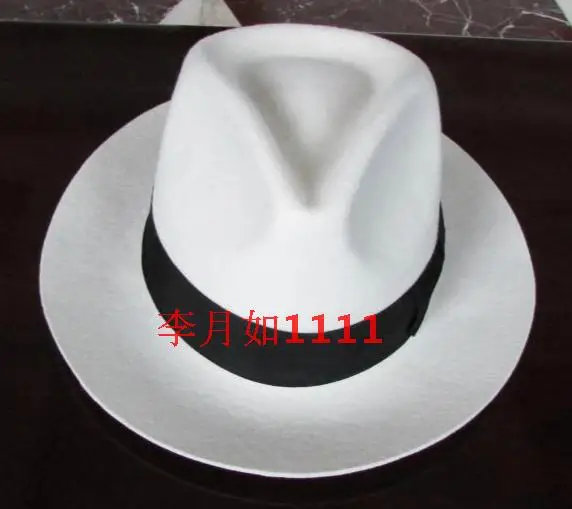 Бяла автентичната шапка, черна контрастная вълнена фетровая шапка, елегантна 100% вълнена реколта ковбойская шапка, вълнена шапка Джексън, бяла B-8139 Изображение 0