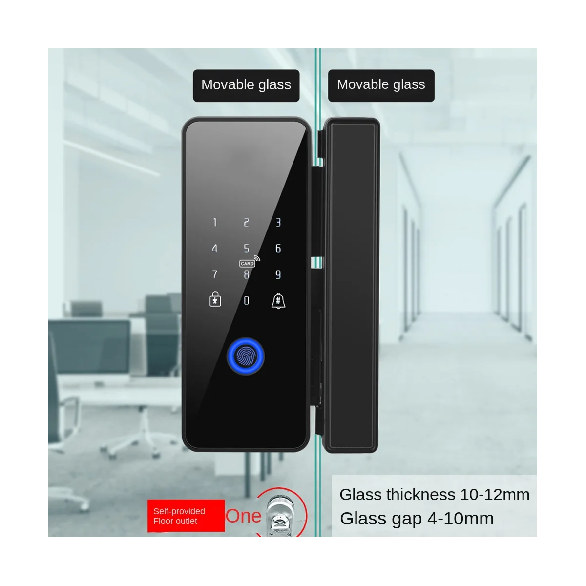Водоустойчив интелигентна система за заключване на вратите на Hristo Wifi, електронно отключване с пръстов отпечатък, за стъклена врата, стил 2 Изображение 4