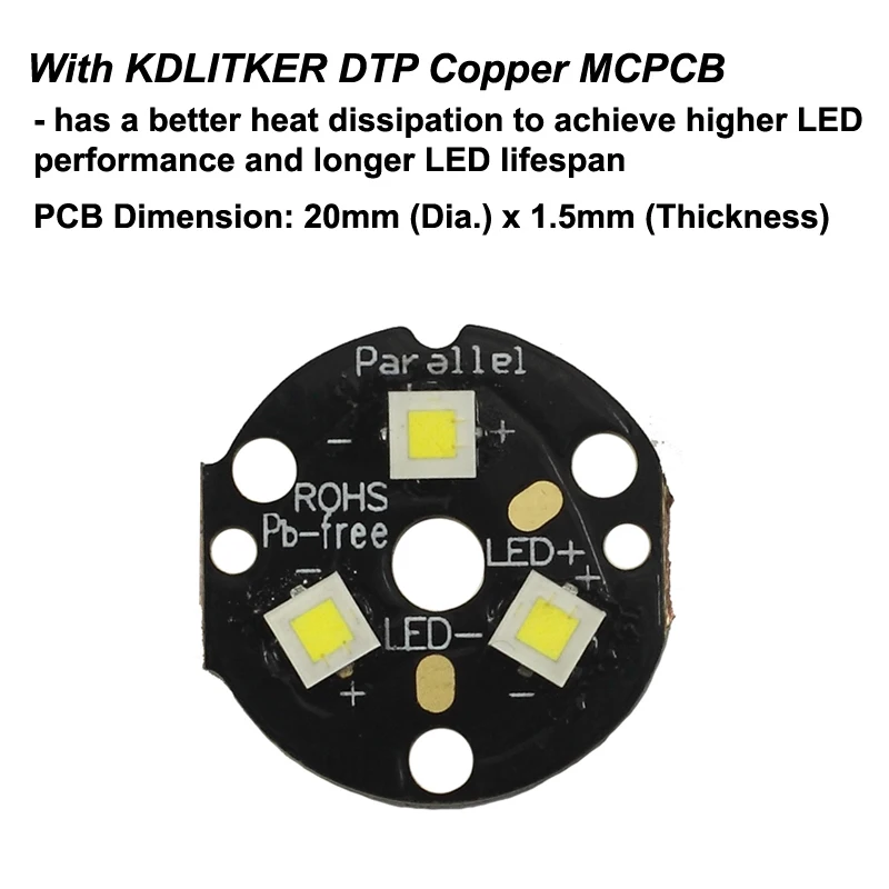 Вставной led модул KDLITKER Triple Cree XP-L HI 2000 Лумена висока мощност (диаметър 26,5 mm) Изображение 3