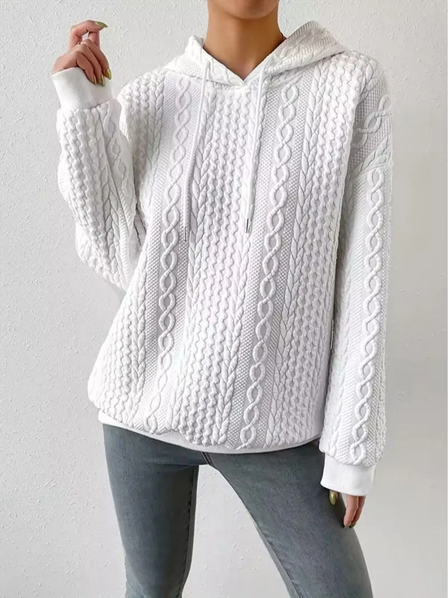 Дамски вязаная hoody Y2K с качулка, топло зимен пуловер с дълъг ръкав, всекидневни пуловер с качулка, върхове Изображение 0