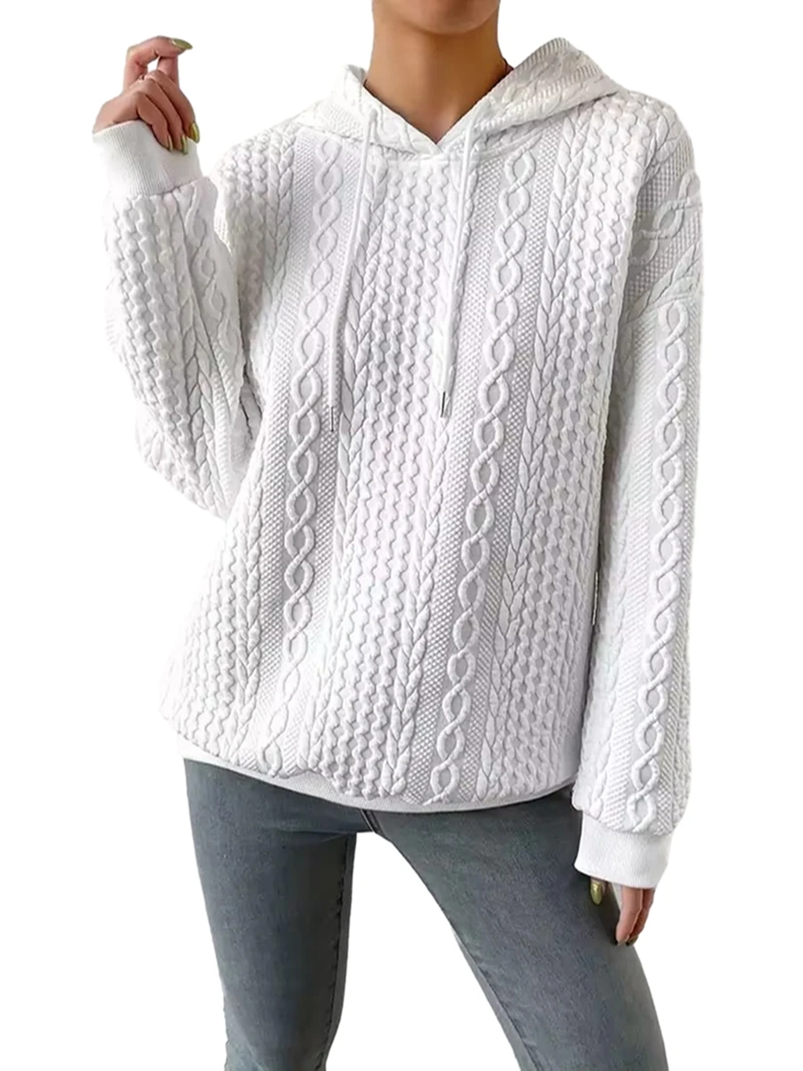 Дамски вязаная hoody Y2K с качулка, топло зимен пуловер с дълъг ръкав, всекидневни пуловер с качулка, върхове Изображение 1