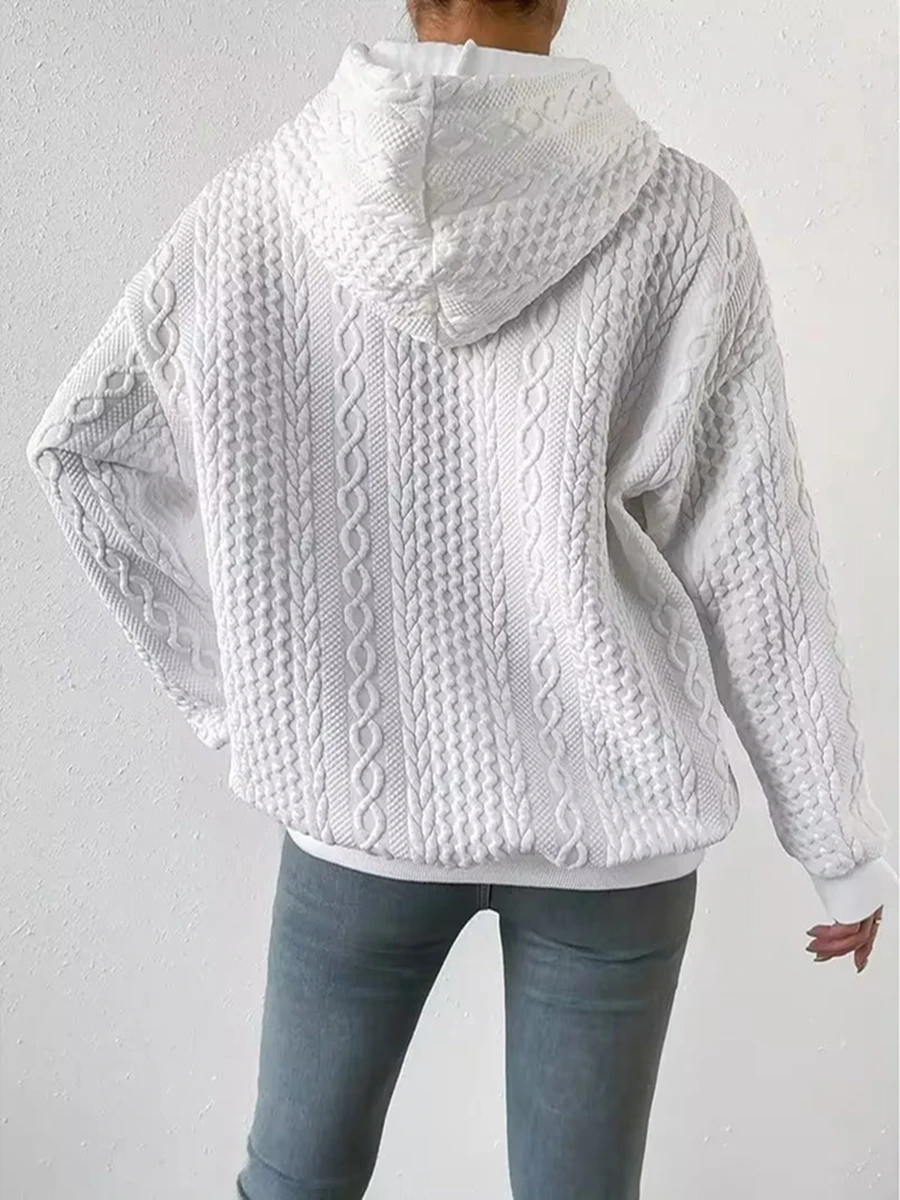 Дамски вязаная hoody Y2K с качулка, топло зимен пуловер с дълъг ръкав, всекидневни пуловер с качулка, върхове Изображение 4