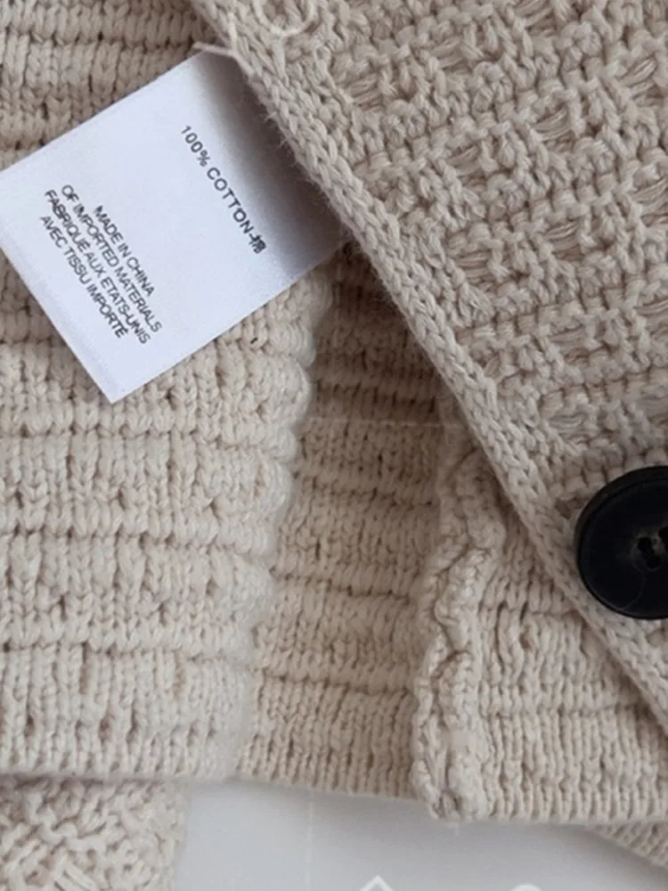 Жена вязаный жилетка с отложным яка, отворена яке с дълъг ръкав, женски съкратен пуловер с един джоб Изображение 4