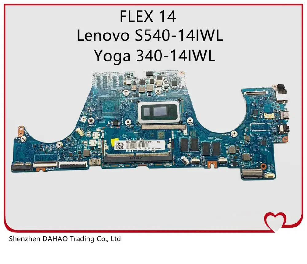 За Lenovo FLEX 14 S540-14IWL Yoga C340-14IWL дънна Платка на лаптоп EL4C1 EL451 LA-H081P 5B20S42114 с i7-8565U 4 GB оперативна памет 100% Тест Изображение 0