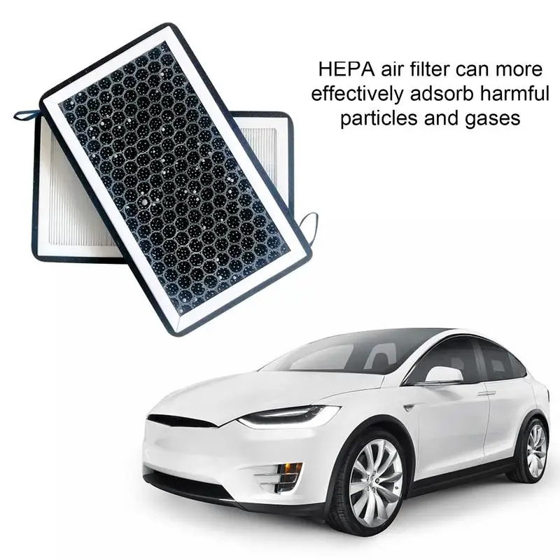 За Tesla, модел 3 Въздушен филтър HEPA 2 опаковки с активен въглен Подмяна на климатика Аксесоари за салон за Tesla, модел 3/Y Изображение 3