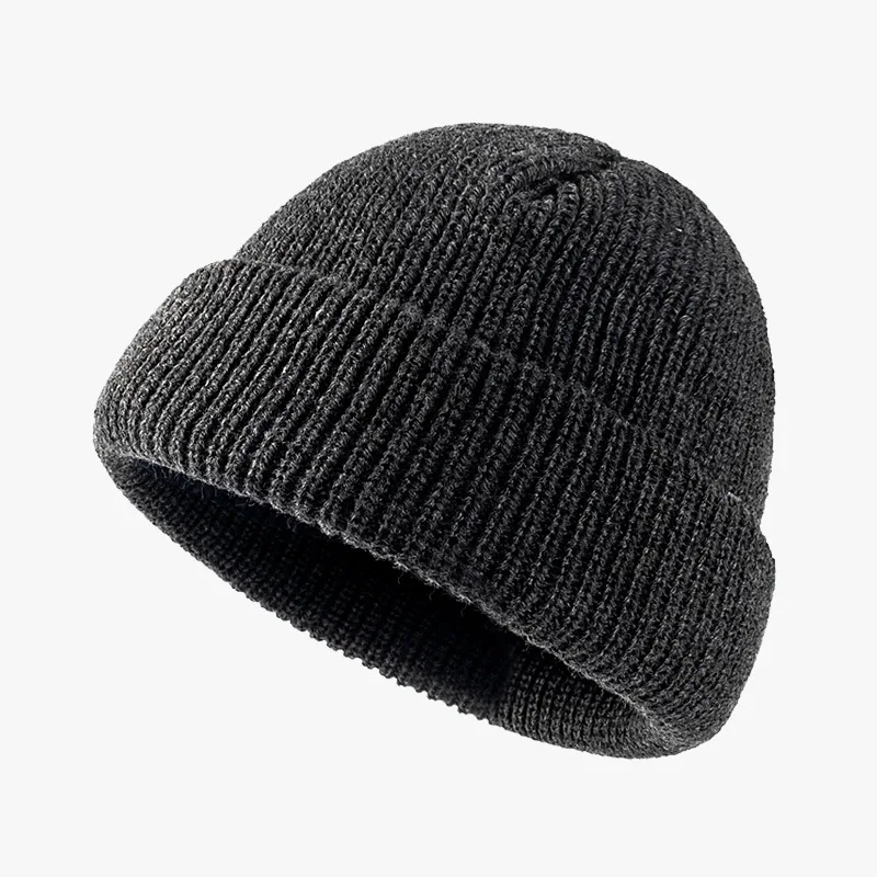 Зимата е мека, топла памучен кашмир вязаная шапчица Дамски мъжки благородна однотонная шапчица кабелна тел Изображение 0