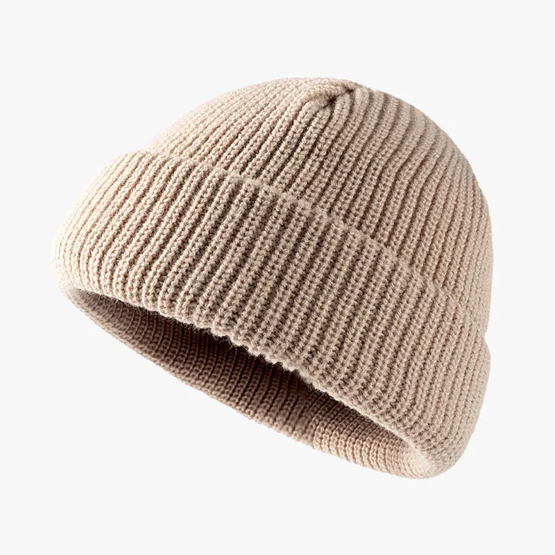 Зимата е мека, топла памучен кашмир вязаная шапчица Дамски мъжки благородна однотонная шапчица кабелна тел Изображение 1