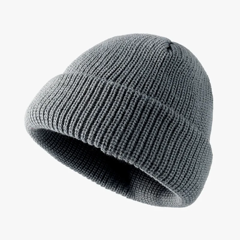 Зимата е мека, топла памучен кашмир вязаная шапчица Дамски мъжки благородна однотонная шапчица кабелна тел Изображение 4