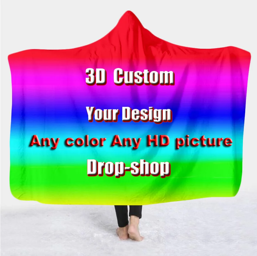 Индивидуални 3D одеяла с качулка за легла, мека фланела, направи си сам, украса за своята живопис, пухени отвътре унисекс, директна доставка Изображение 0