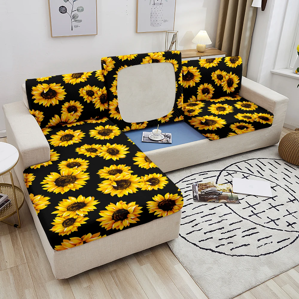 Калъф за възглавници на седалката на дивана Sunflower Гъвкави калъфи за мека мебел за дневна, детска защита мебели за домашни любимци, еластичен разтегателен диван за 1-4 място Изображение 1