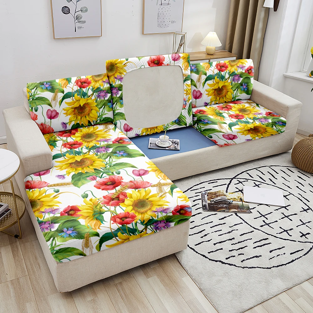 Калъф за възглавници на седалката на дивана Sunflower Гъвкави калъфи за мека мебел за дневна, детска защита мебели за домашни любимци, еластичен разтегателен диван за 1-4 място Изображение 2