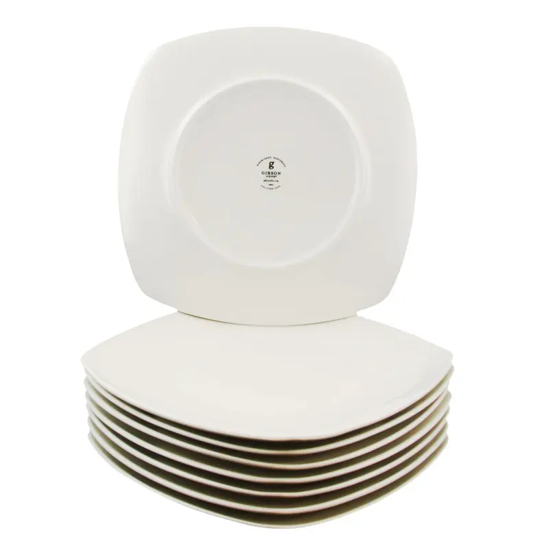 Колекция от керамични меки квадратни места за хранене чинии Дзен Buffetware бял на цвят, 8 бр. Изображение 1