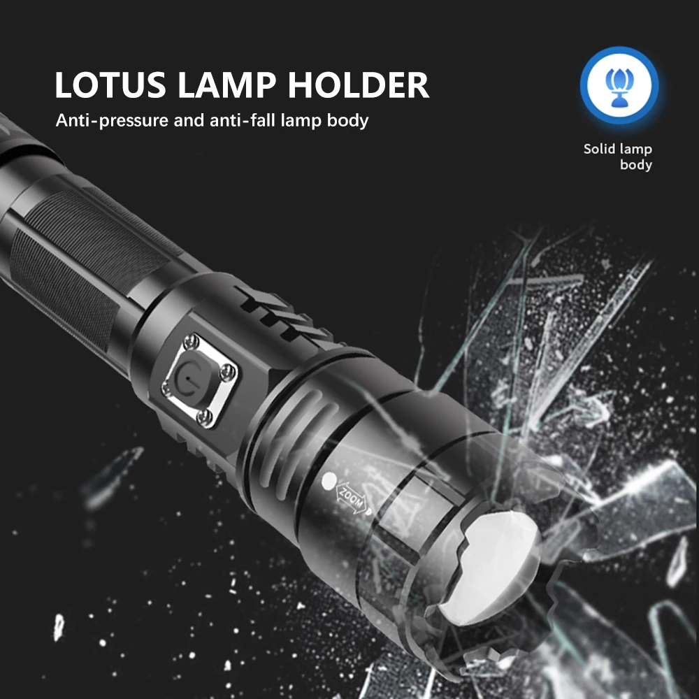 Супер ярки led фенерче XHP70.2, тактически фенер, USB акумулаторна лампа с увеличение, водоустойчив 18650, риболовен фенер, 5 режима, лампа Изображение 5