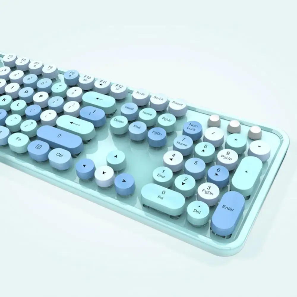Универсален симпатичен преносим безжичен комплект клавиатура и мишка с 2.4 Ghz за офис компютър Изображение 2