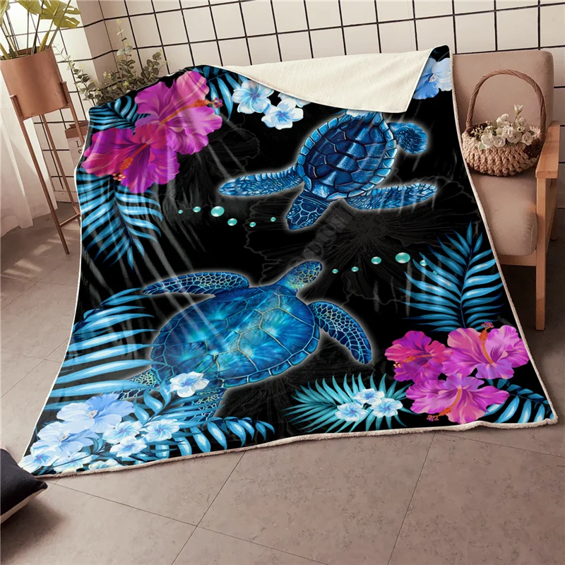 Флисовое одеяло премиум клас Love Turtle с 3D принтом, покривки за туризъм, пикник, гъст одеяло, модерно покривки, Шерпа, покривки Изображение 0