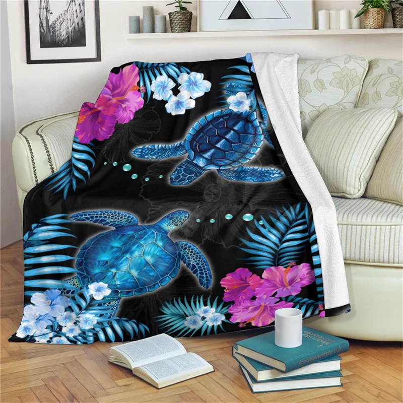 Флисовое одеяло премиум клас Love Turtle с 3D принтом, покривки за туризъм, пикник, гъст одеяло, модерно покривки, Шерпа, покривки Изображение 1