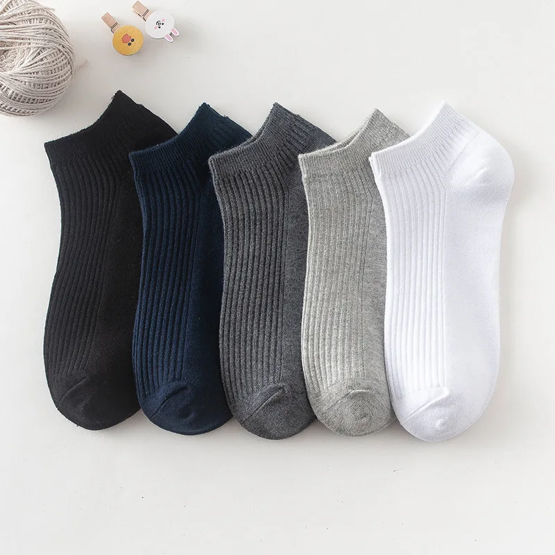 Чорапи Мъжки Бизнес Обикновен Памук, Добре Съчетани С Обувки, Мъжки Летни Къси Чорапи с Добра Еластичност, 5 Цвята Изображение 0