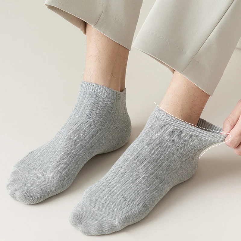 Чорапи Мъжки Бизнес Обикновен Памук, Добре Съчетани С Обувки, Мъжки Летни Къси Чорапи с Добра Еластичност, 5 Цвята Изображение 3