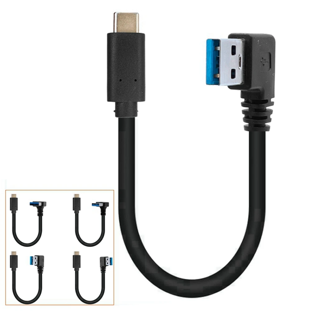 Ъгъл 90 градуса НАГОРЕ и Надолу по левия край на USB 3.0 (тип-A) Щепселът на USB3.1 (Тип C) Включете USB Кабел за синхронизация на данни и зареждане (черен) 0,2 m Изображение 0