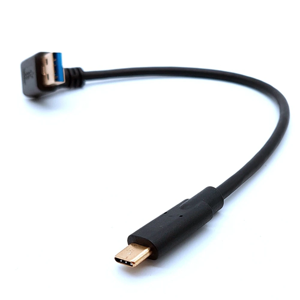 Ъгъл 90 градуса НАГОРЕ и Надолу по левия край на USB 3.0 (тип-A) Щепселът на USB3.1 (Тип C) Включете USB Кабел за синхронизация на данни и зареждане (черен) 0,2 m Изображение 1